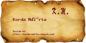 Korda Márta névjegykártya
